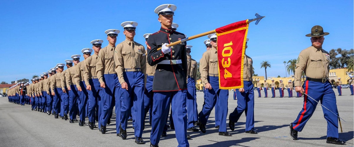 new marines pass in review at mcrd san diego