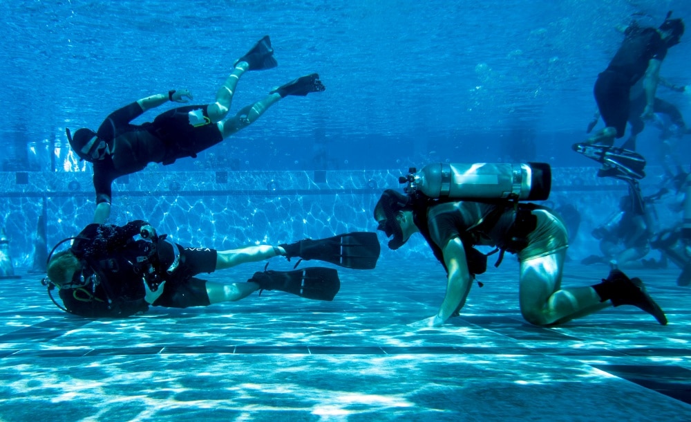 Candidates participating in Basic Underwater Demolition/SEAL (BUD/S) training