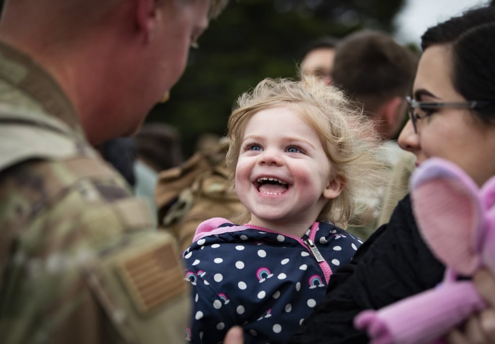 daughter happy to see air force dad