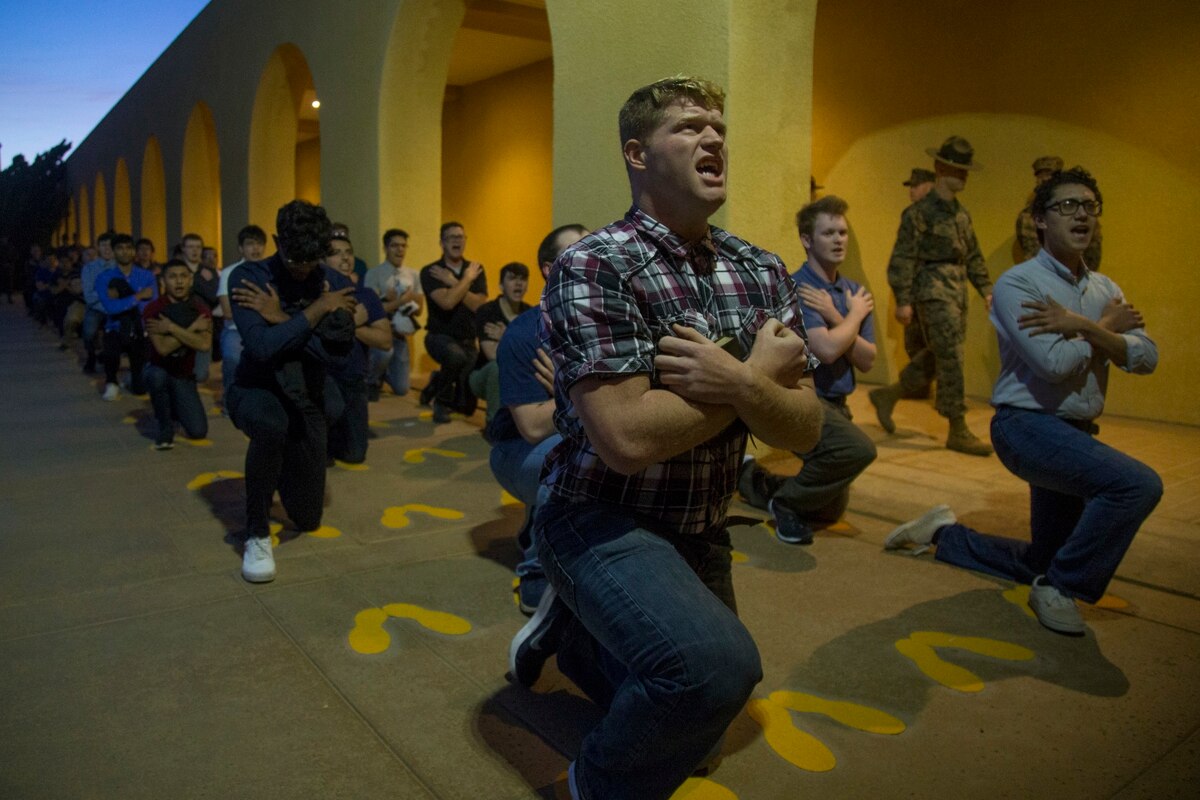 This is what Marine boot camp looks like during the This is what Marine boot camp looks like during the