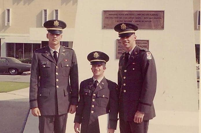 Flaherty (middle) after graduating from Officer Candidate School
