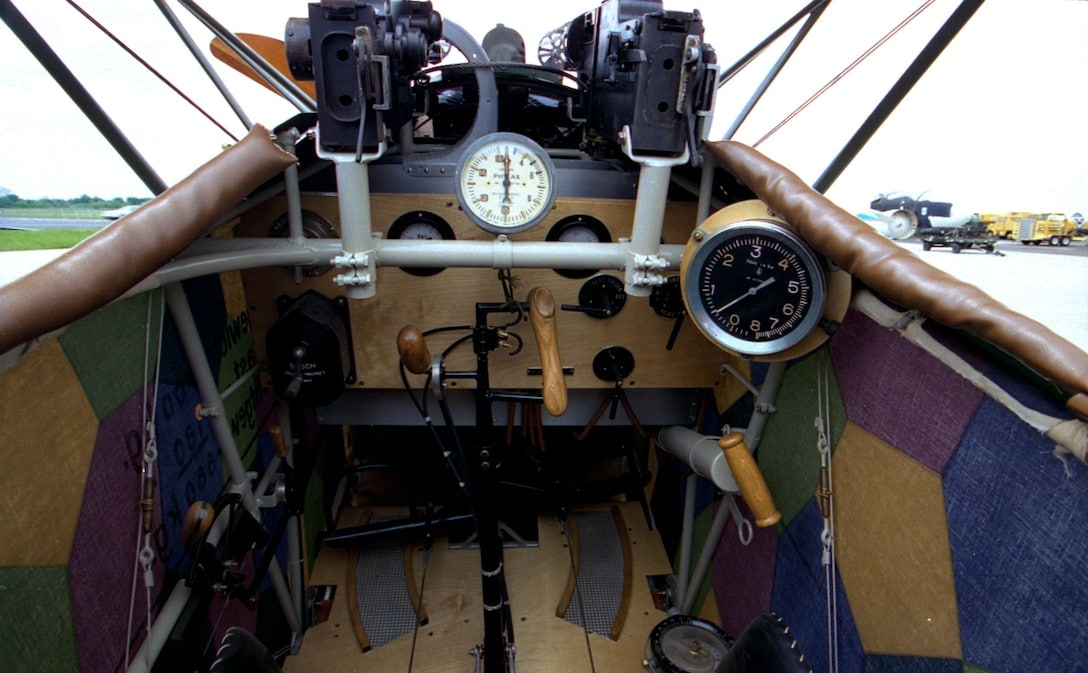 Cockpit of a World War I era Fokker D.VII (U.S. Air Force photo)