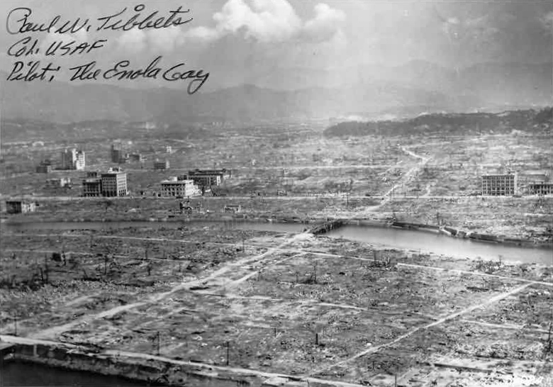 Aftermath of the atomic bomb explosion over Hiroshima, August 6, 1945 (U.S. Navy Photo)