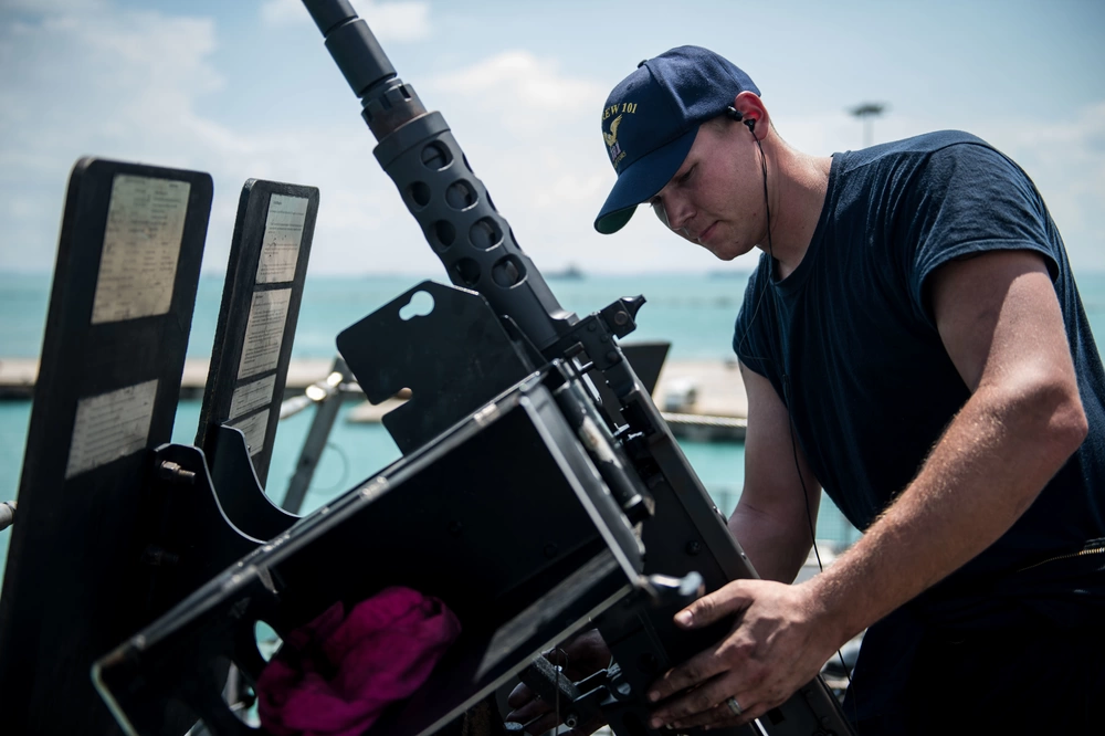USS Fort Worth littoral combat ship machine gun