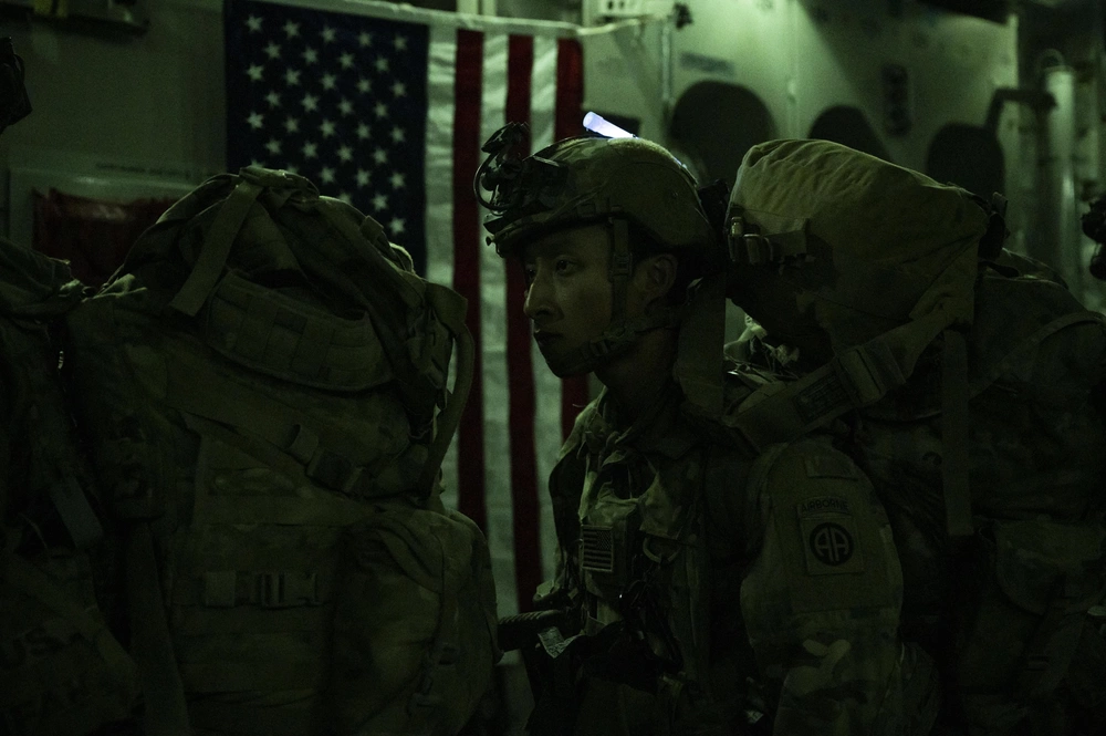 American Soldiers in C-17 Kabul evacuation