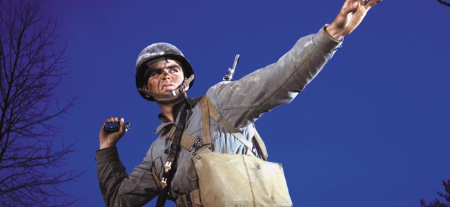 A German soldier throwing a grenade