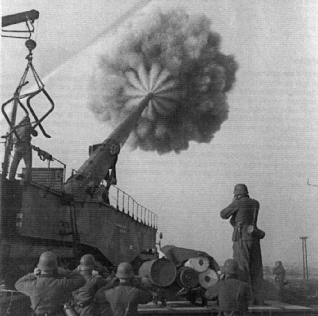 Schwerer Gustav, The 80-cm-Kanone (E) was a massive railway…