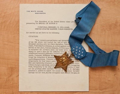 Hershel 'Woody' Williams Medal of Honor and citation