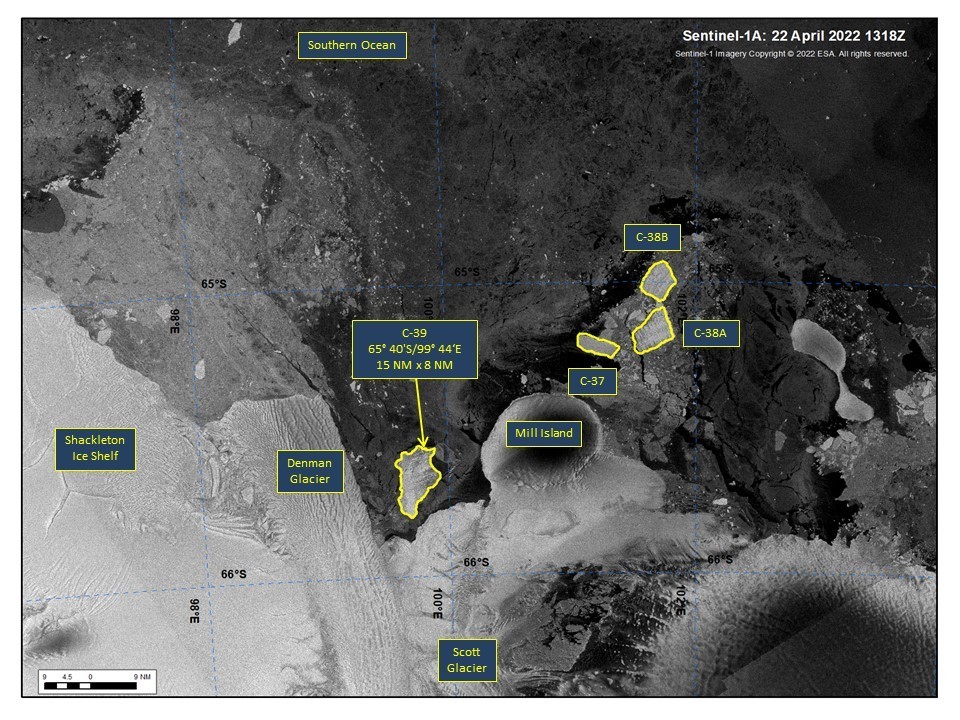 National Ice Center iceberg C-39 images 