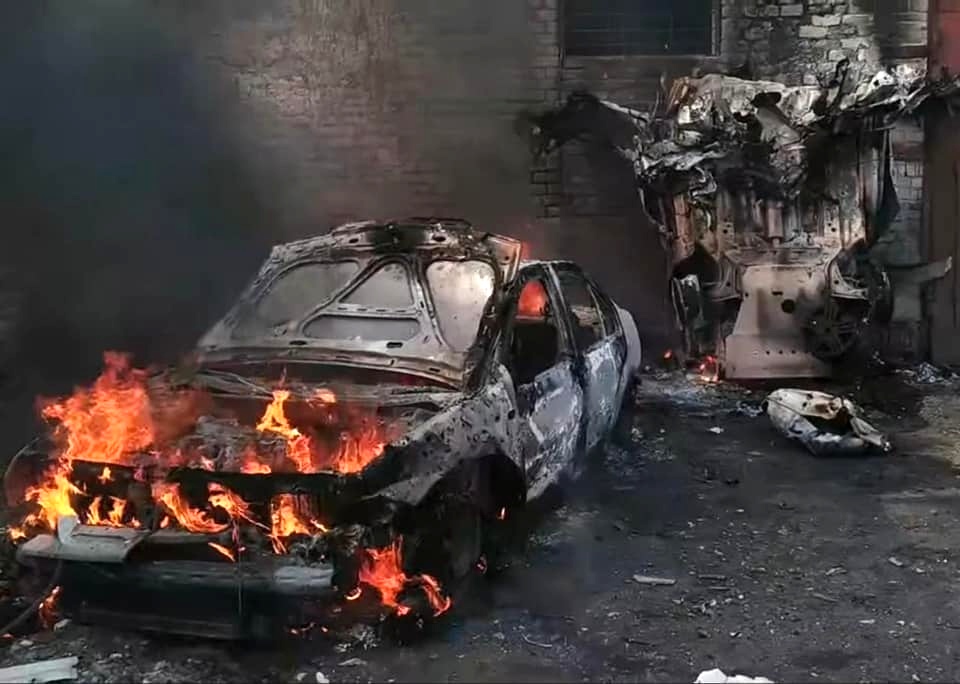 Burning car Ukraine