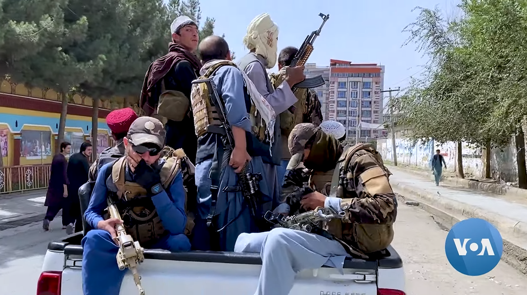 Taliban fighters entering Kabul, Afghanistan