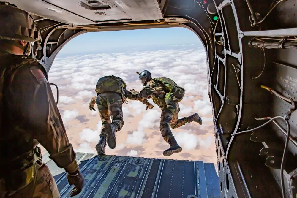 Royal Moroccan Special Operations HALO jump from CH-47 Chinook