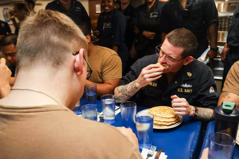 sailors eat pancakes