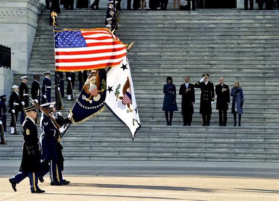 joint forces color guard passes the steps of the capitol