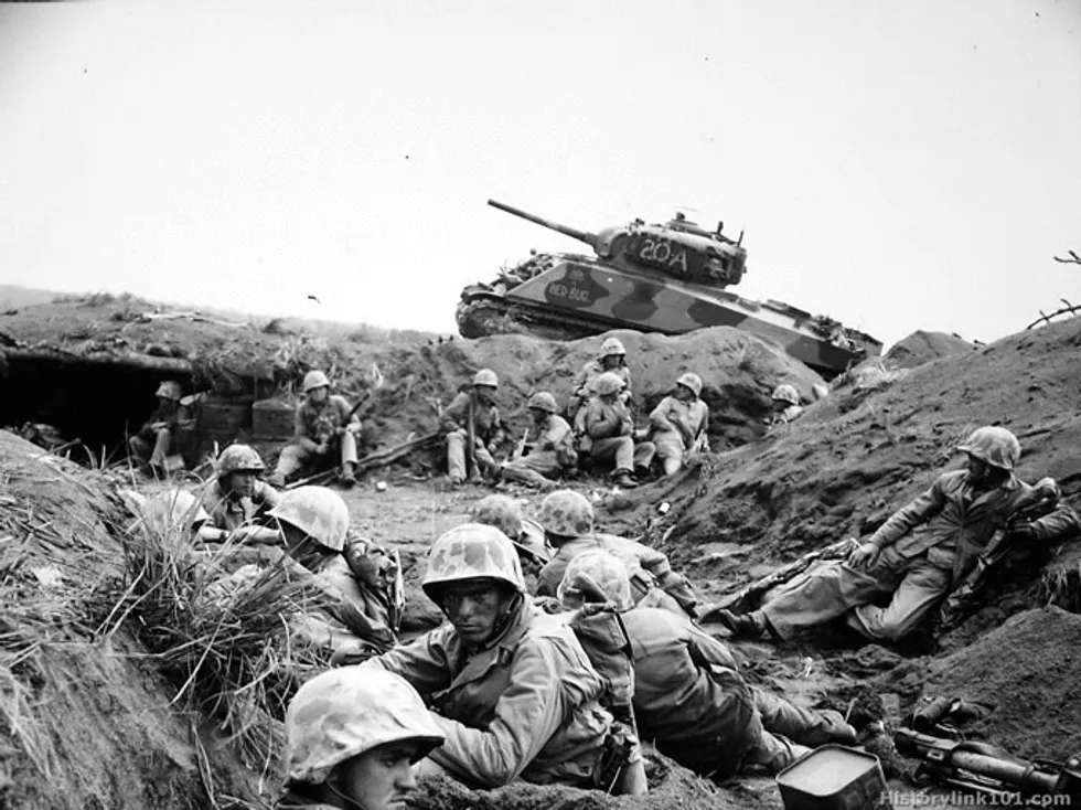 Marines from the 24th Marine Regiment during the Battle of Iwo Jima