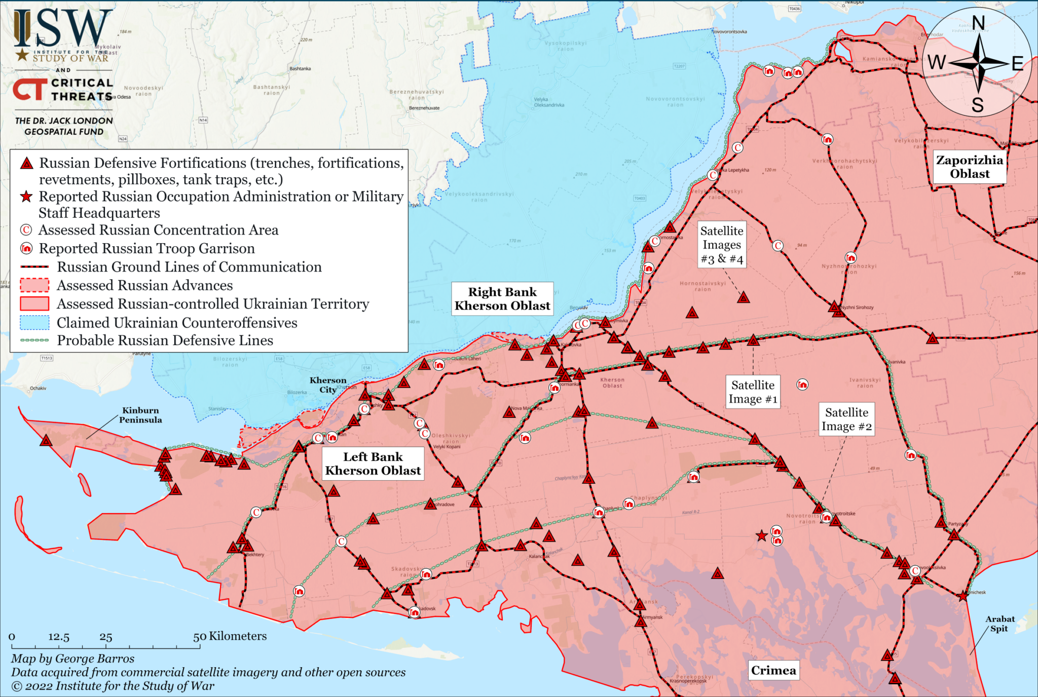 Russian defenses map in Ukraine