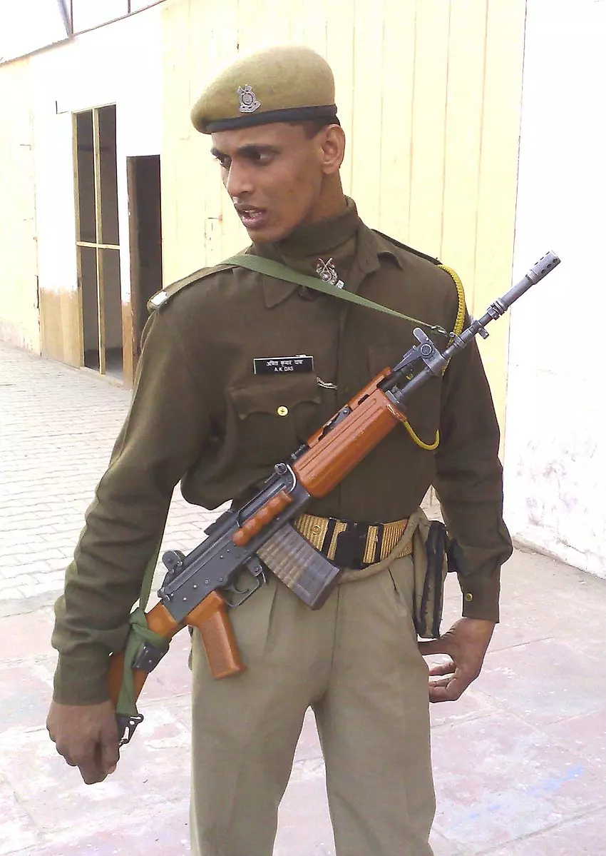 Indian paramilitary soldier with INSAS rifle