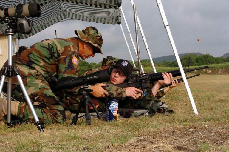 army reservist in action on shooting range