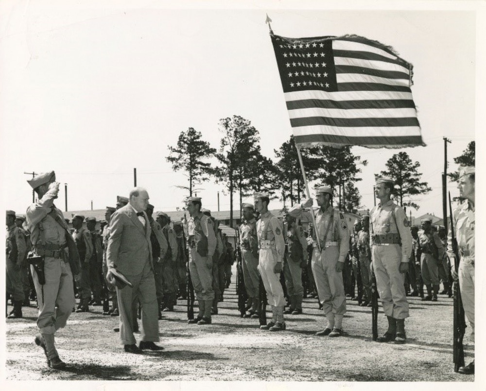churchill visits troops at fort jackson