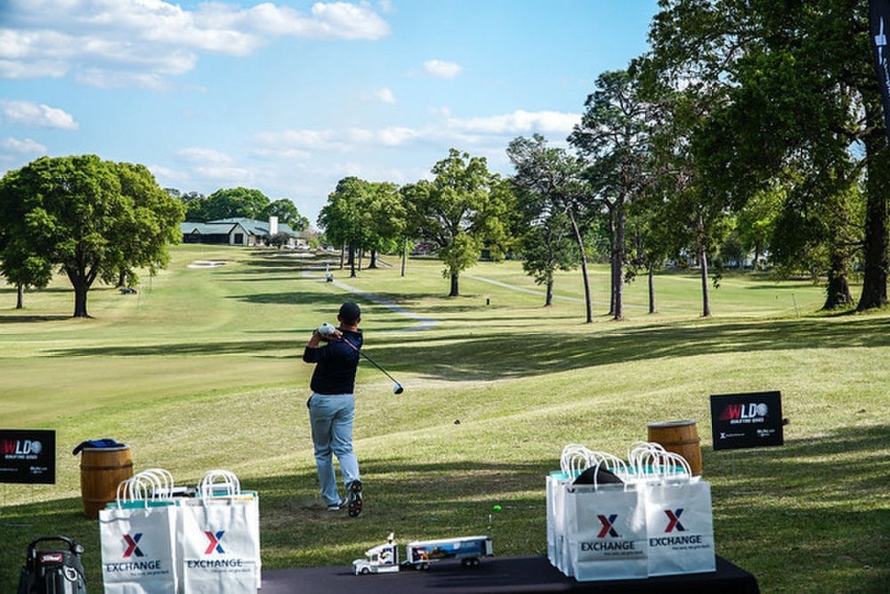 golfer teeing off at Fort Jackson Golf Club 