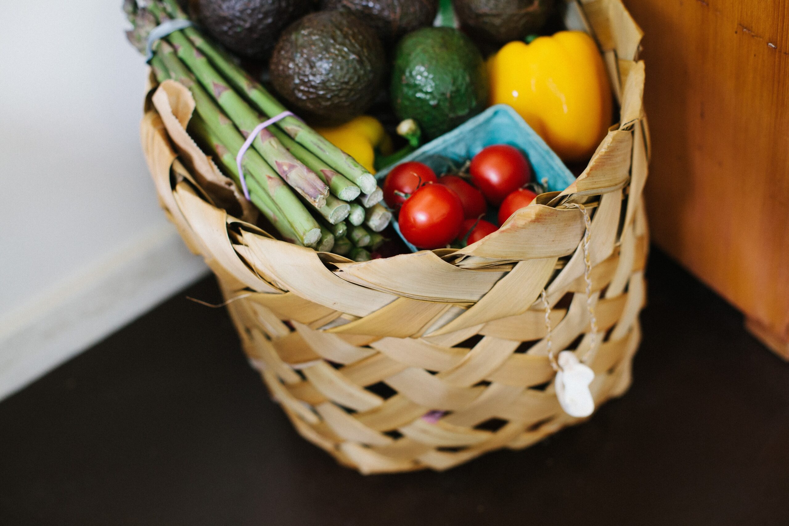 produce basket on porch