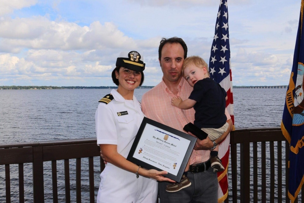 military spouse: family posing together