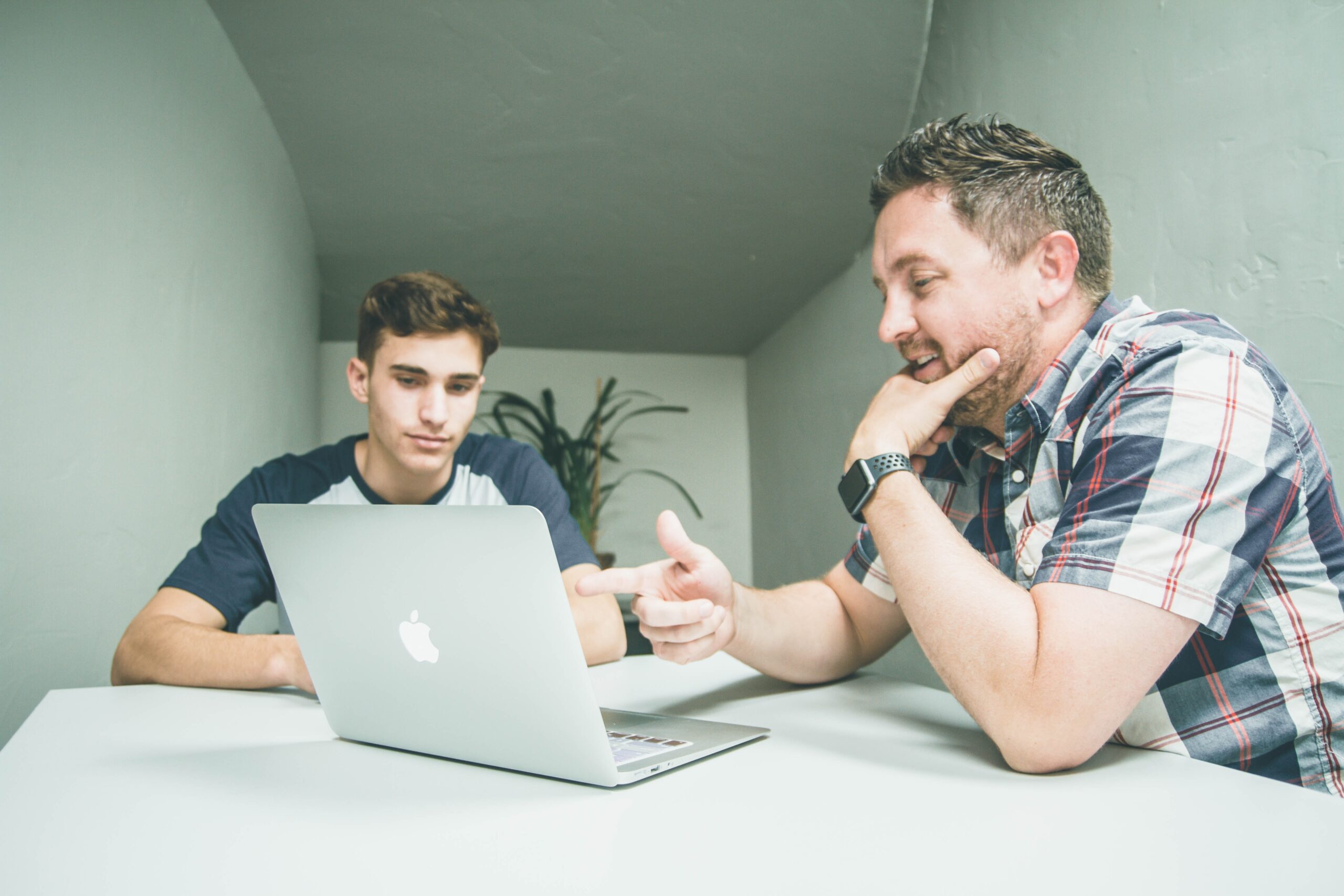 teach at home: dad working with son