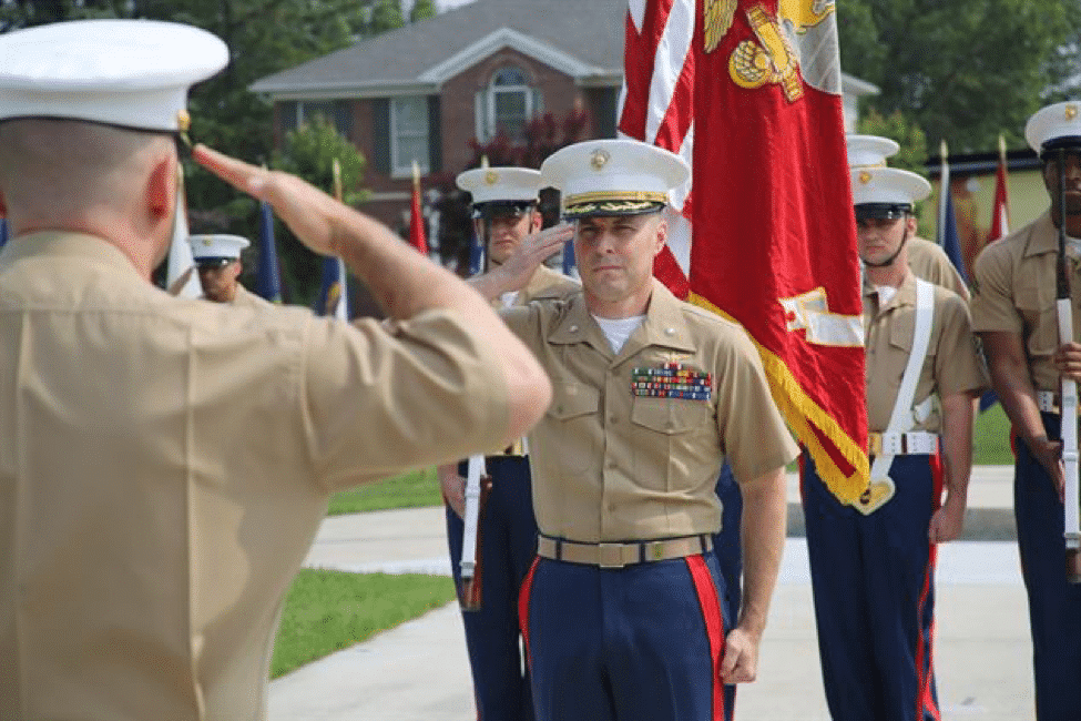 Marine Corps LtCol promotion ceremony flag