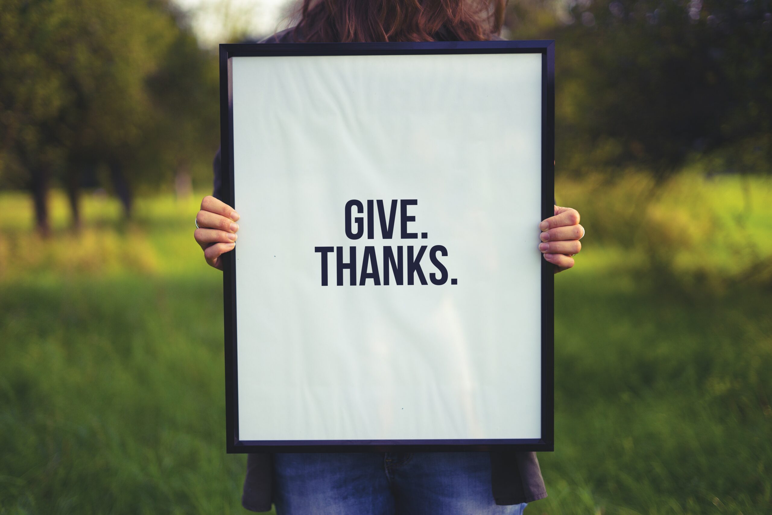 give thanks sign in black frame