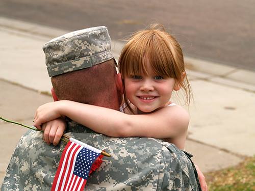 army dad with daughter