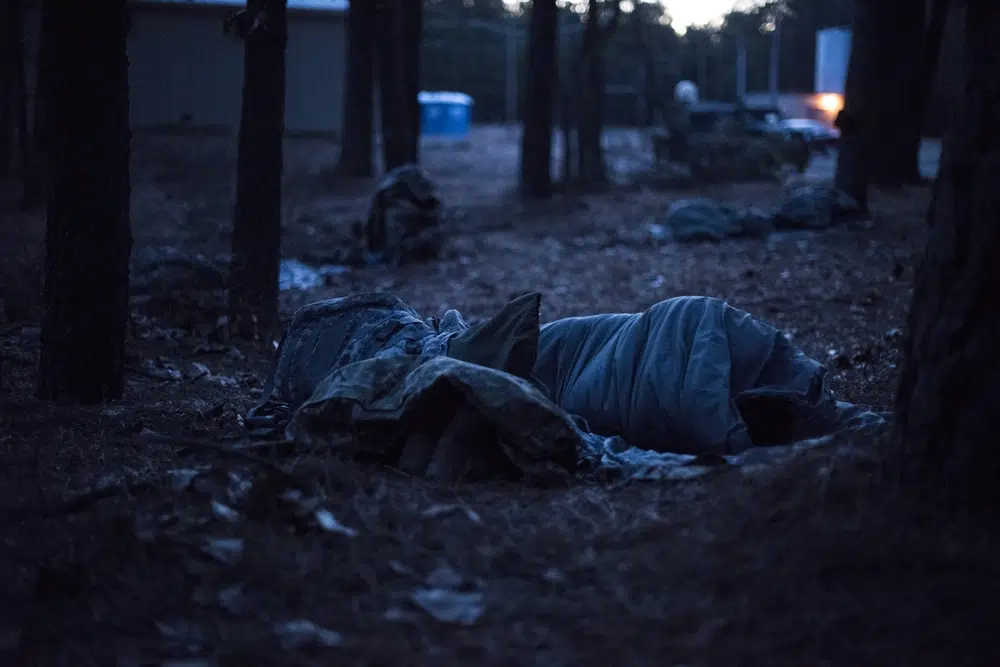 soldiers sleep during cold-weather training