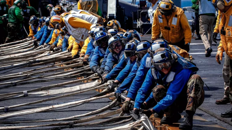 US aircraft carrier crew