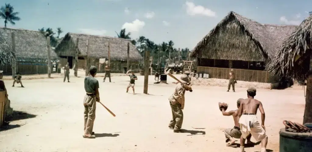 Japanese POWs playing baseball WWII