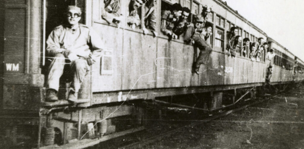 US soldiers on WWII train
