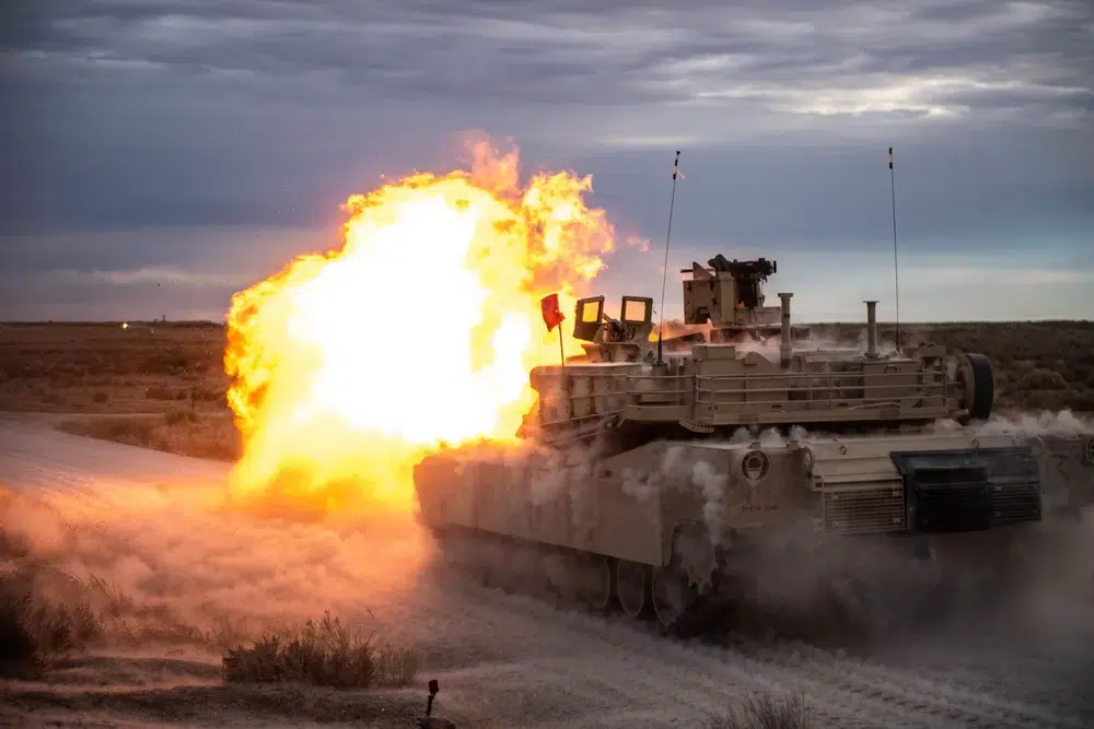 M1A2 Abrams tank firing