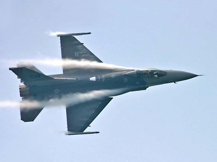 F-16 flying sideways