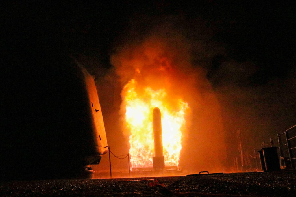 Ticonderoga-class cruiser fires Tomahawk missile