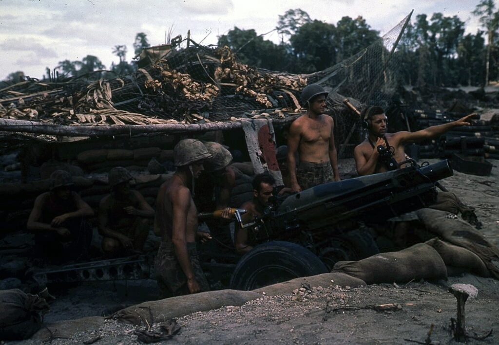 Marines with howitzer on Bougainville Island WWII
