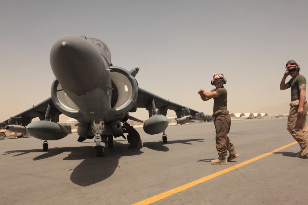 Harrier jet on runway
