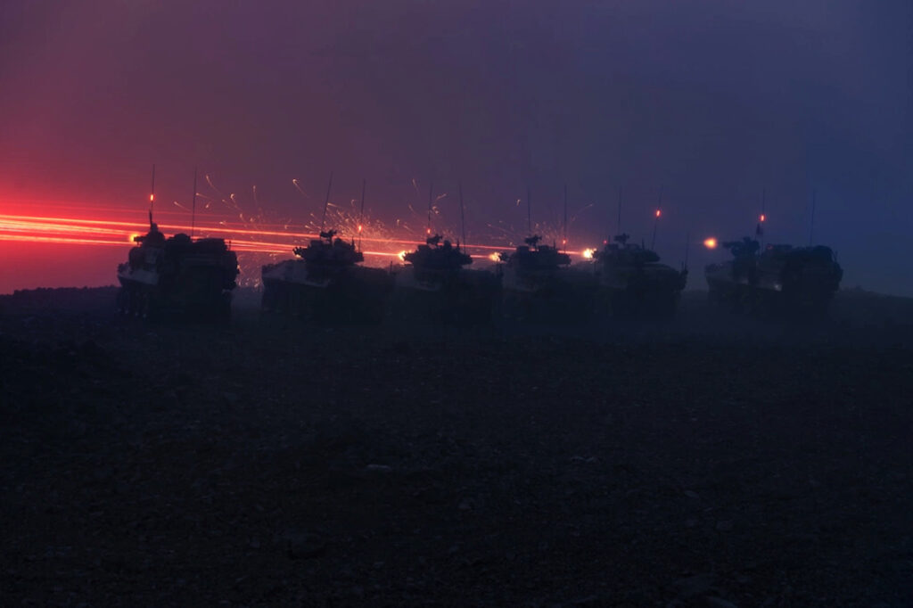 Australian army light vehicles firing