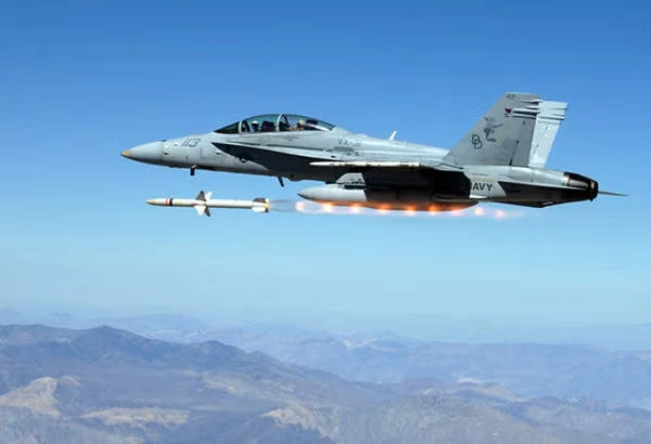 F/A-18 fires AGM-88E missile