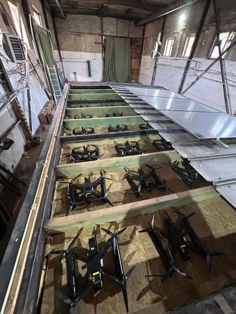Ukrainian suicide drones hidden in containers