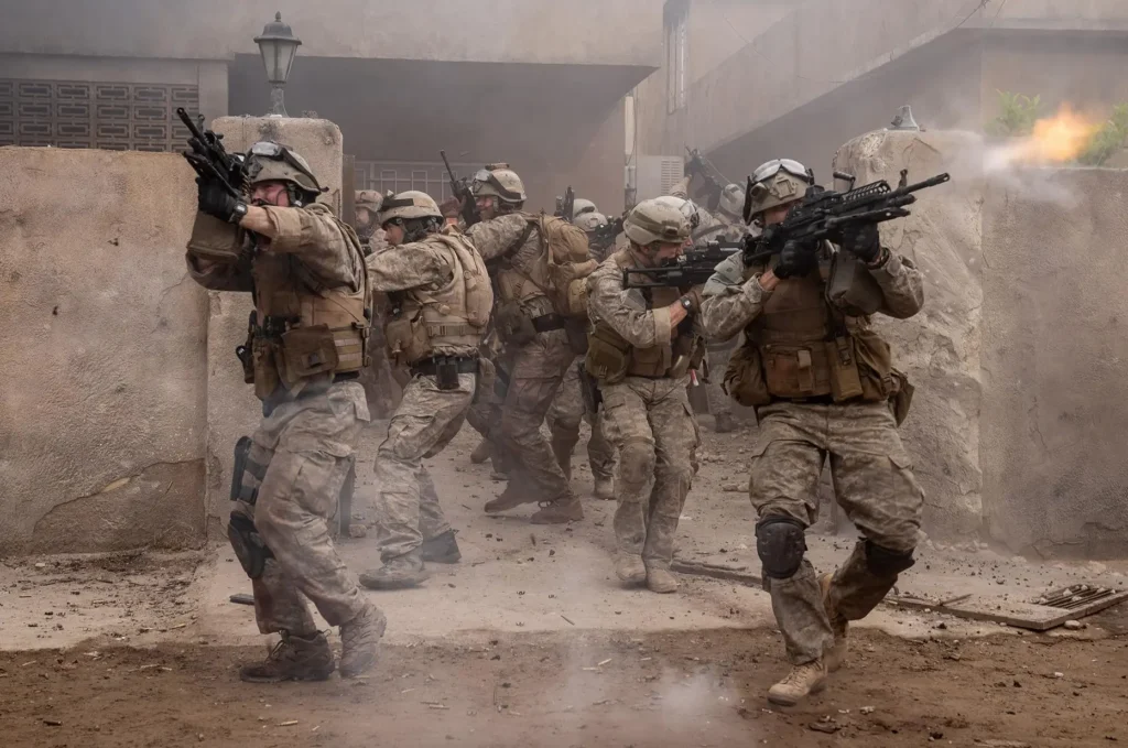 Warfare movie combat scene