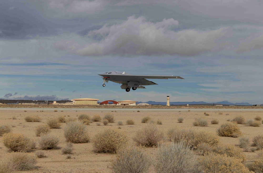 B-21 during a test flight landing