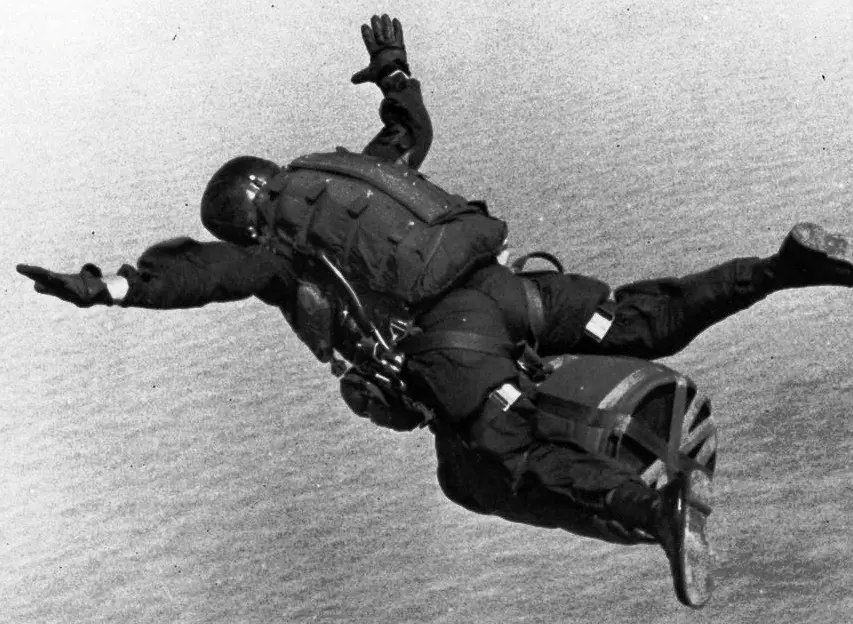 Green Beret conducts freefall jump with an MK54-SADM