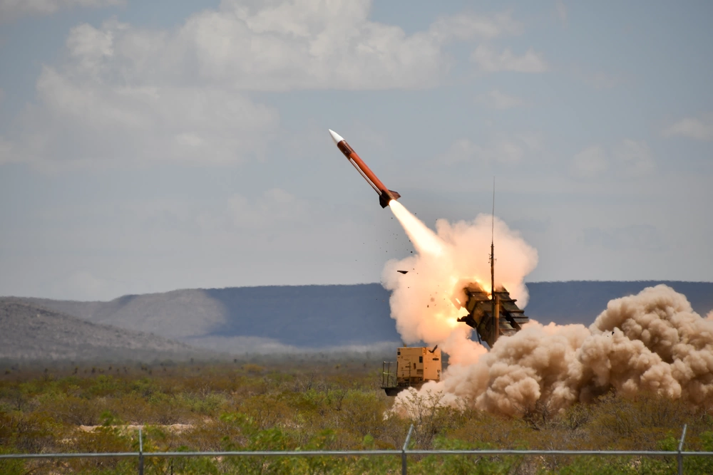Patriot system firing missile