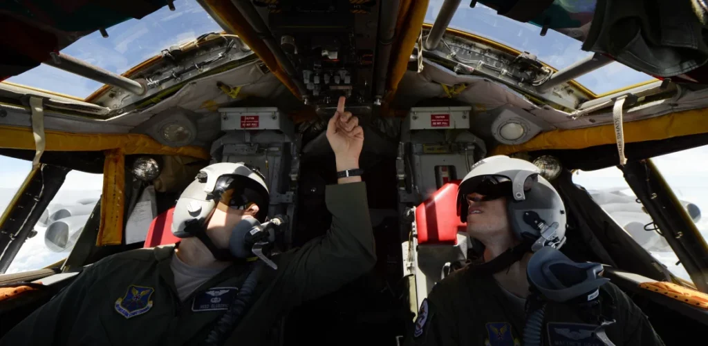 B-52 cockpit during flight