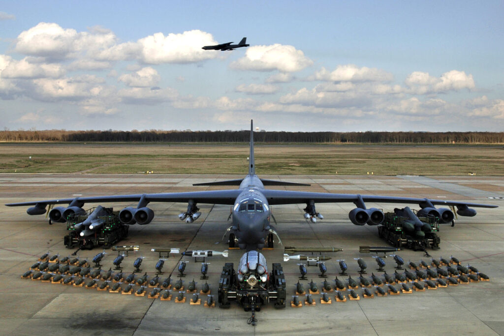 B-52H on display with weapons