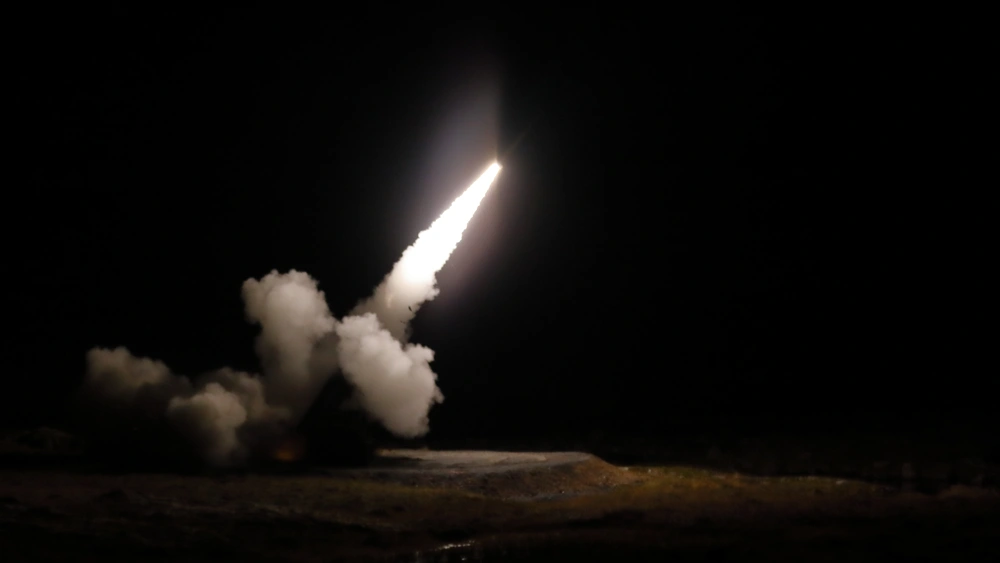 Guided Multiple Launch Rockey System being fired