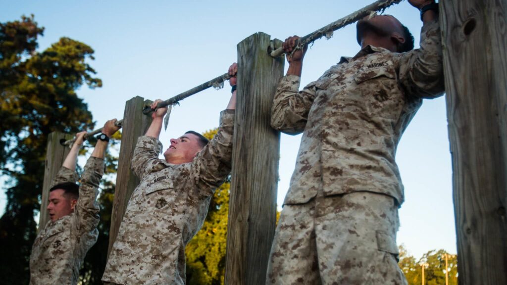 Marines doing pull ups